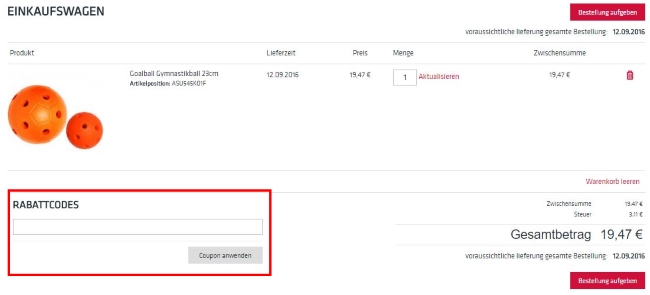 Athleteshop Gutscheine einlösen
