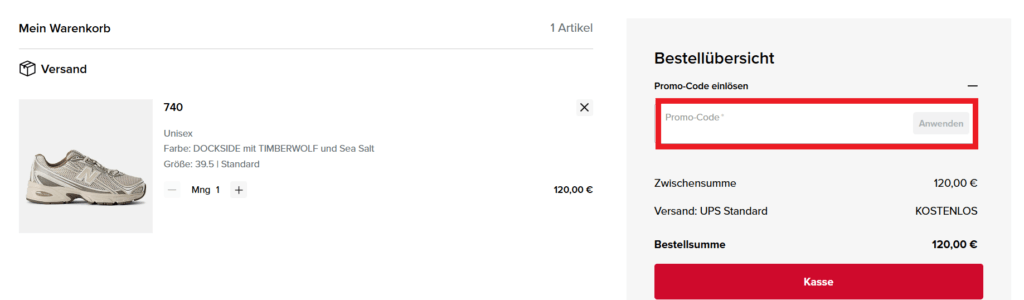 New Balance Gutscheincode eingeben