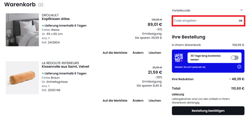 La Redoute Vorteilscode eingeben