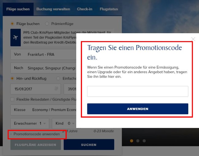 singapore-airlines-promotionscode-eintragen