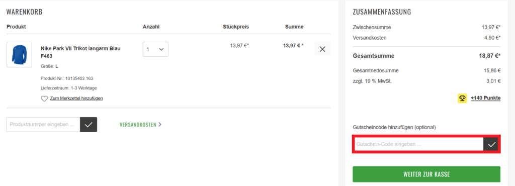 11teamsports Gutscheincode eingeben