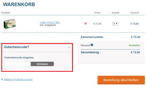 Dokter Online Gutscheincode eingeben