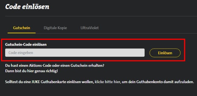 Juke Gutschein-Code einlösen