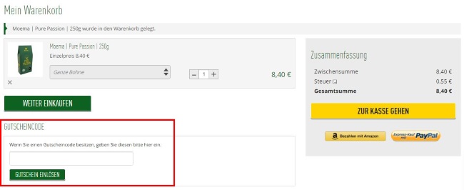 Moema Gutscheincode einlösen
