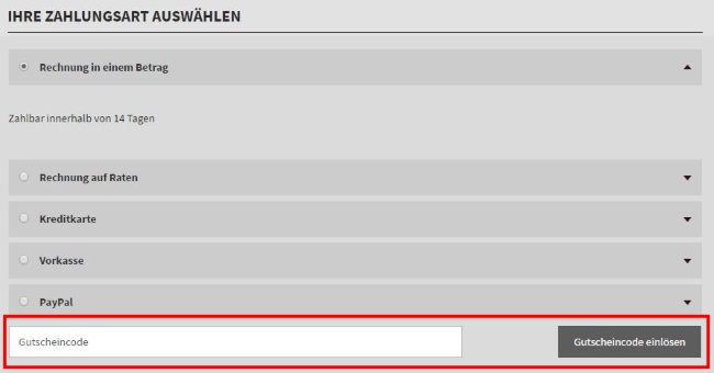 Ekinova Gutscheincode eintragen