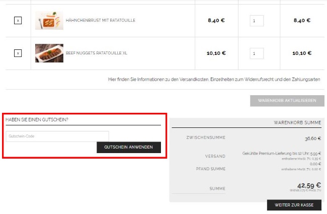 fittaste Gutschein-Code einlösen