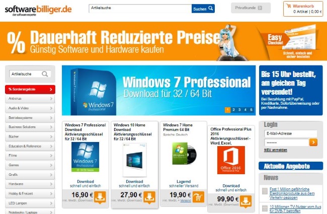 Softwarebilliger Onlineshop