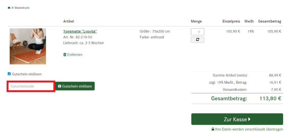 allnatura Gutscheincode eingeben