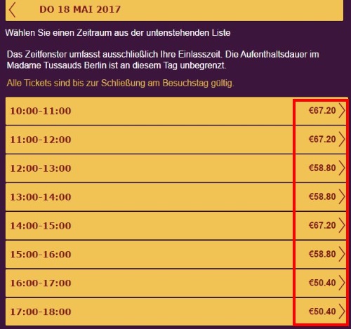 Madame Tussauds Einlasszeit