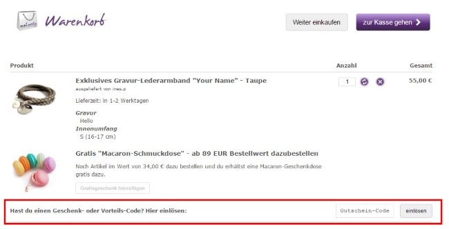MeLovely Gutschein-Code einloesen