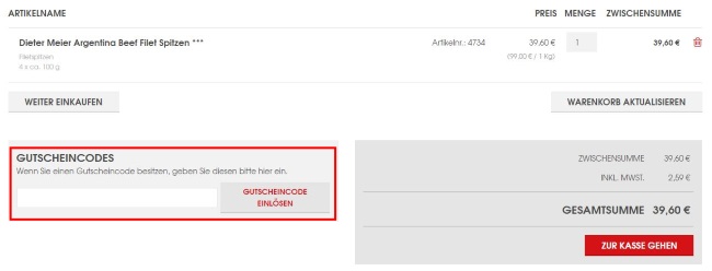 Otto Gourmet Gutscheincode eingeben