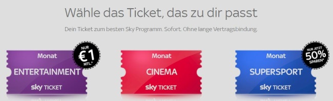 Sky Ticket Auswahl