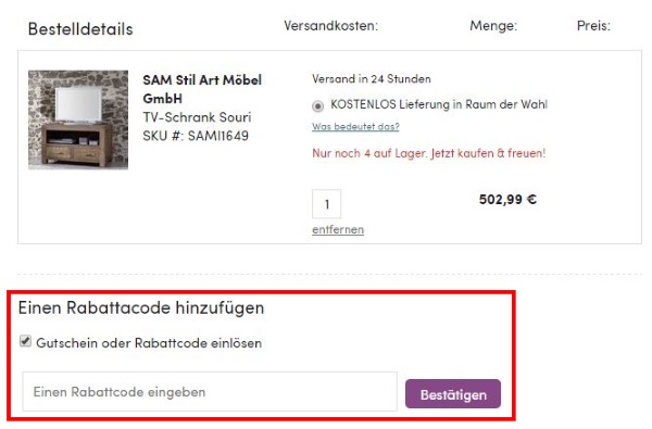 Wayfair Rabattcode eingeben