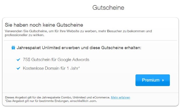 WiX Gutscheine