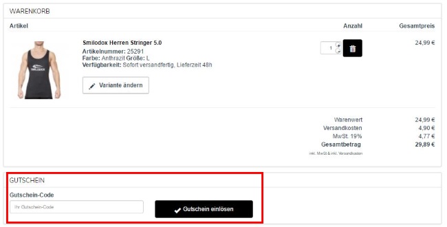 Smilodox Gutschein-Code eingeben