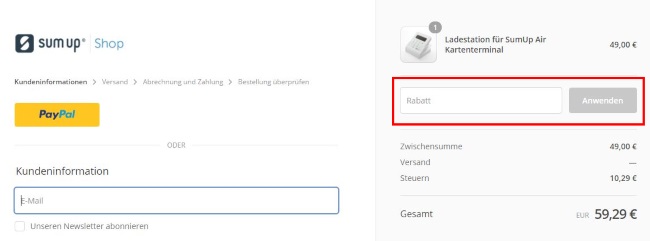 SumUp Rabatt Zubehoershop