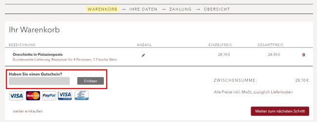 Kochhaus Gutschein einloesen