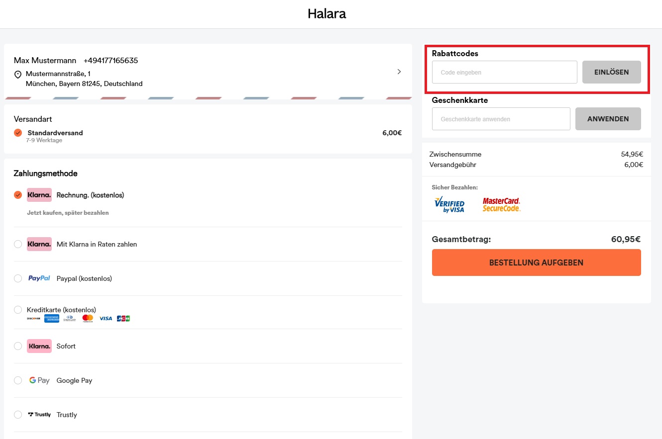 Rabattcode HALARA