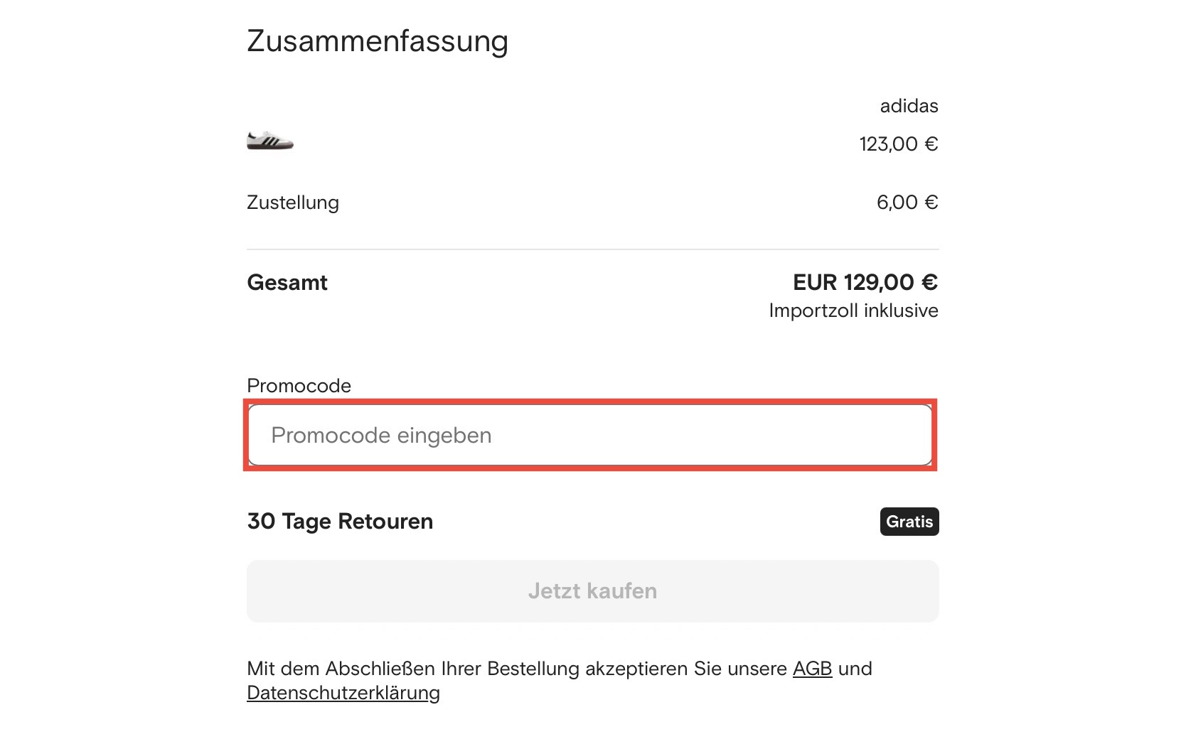 Farfetch Promocode einlösen