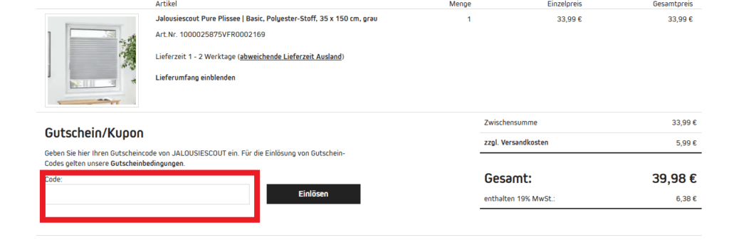 Gutschein Jalousiescout