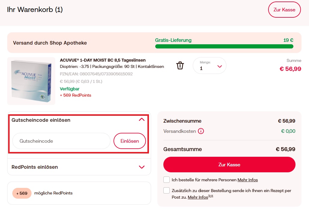Gutscheincode Shop Apotheke