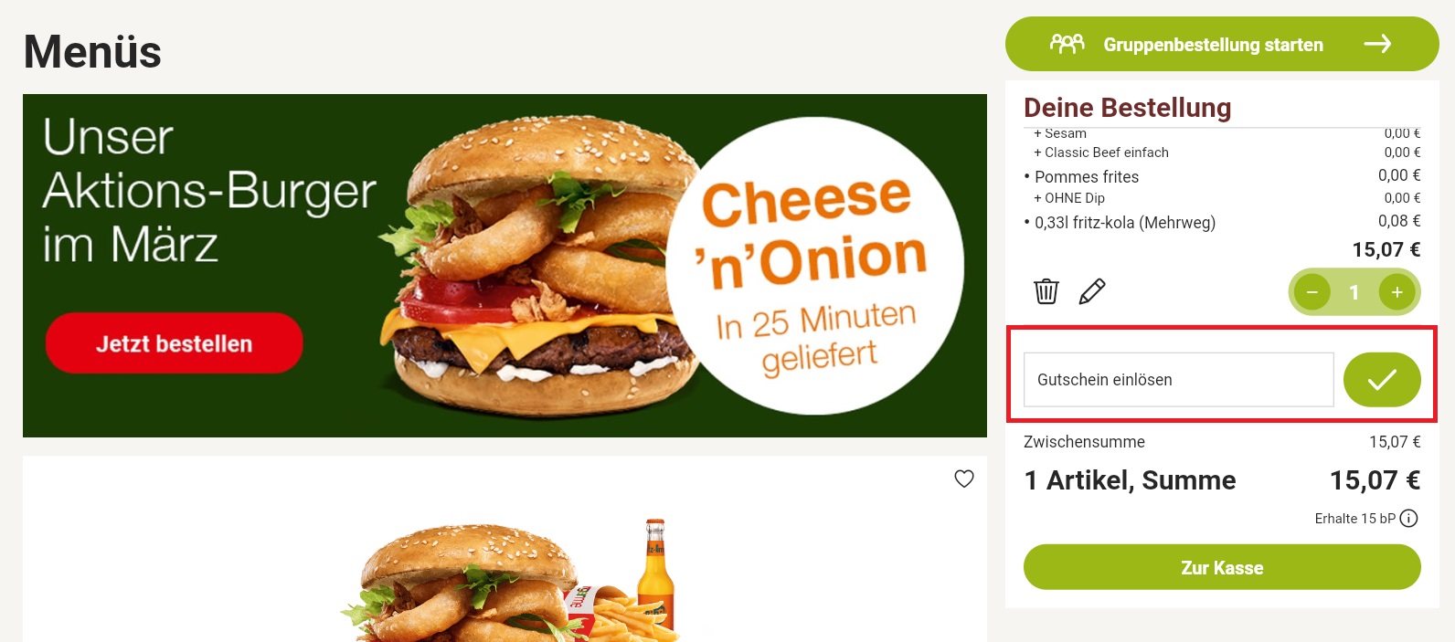 Gutscheincode burgerme