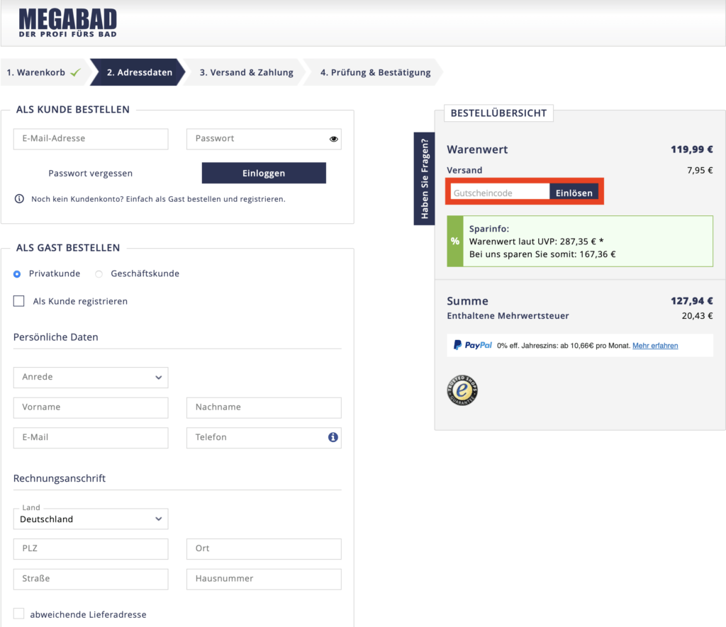 Megabad Gutschein
