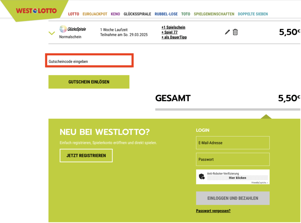WestLotto Gutschein