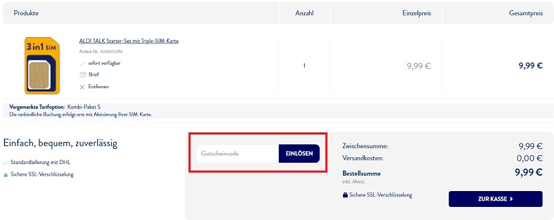 ALDI Talk Gutscheincode einlösen