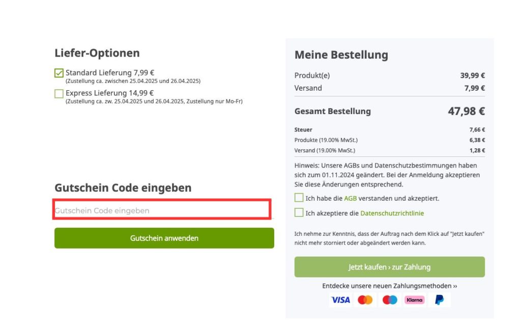 Fotokasten Gutschein Code eingeben