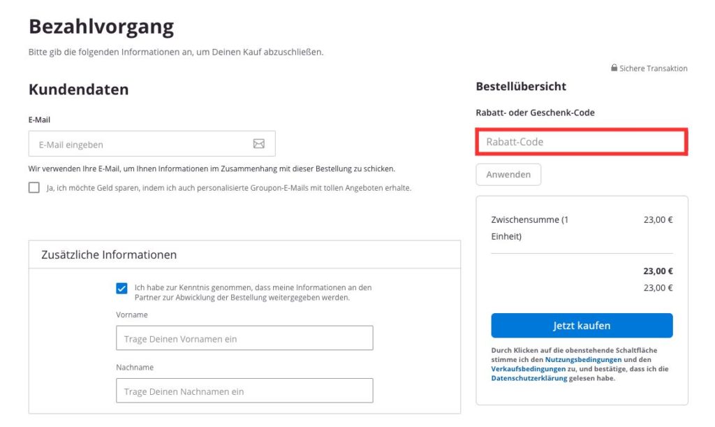 Groupon Rabattcode einlösen