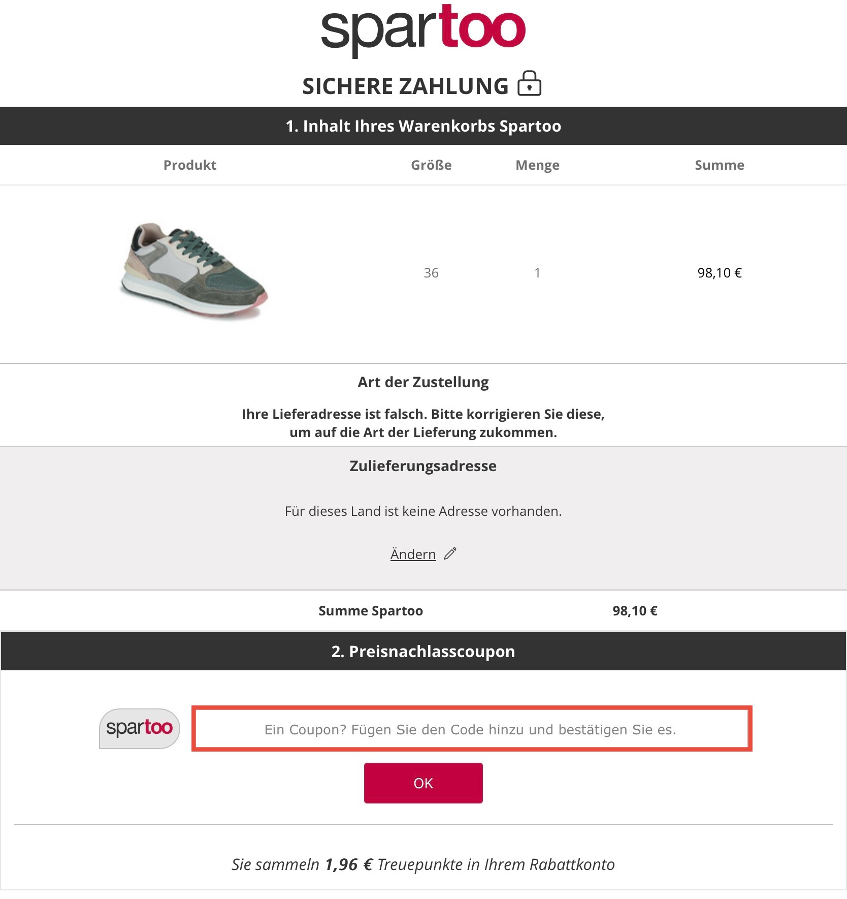 Spartoo Coupon einlösen