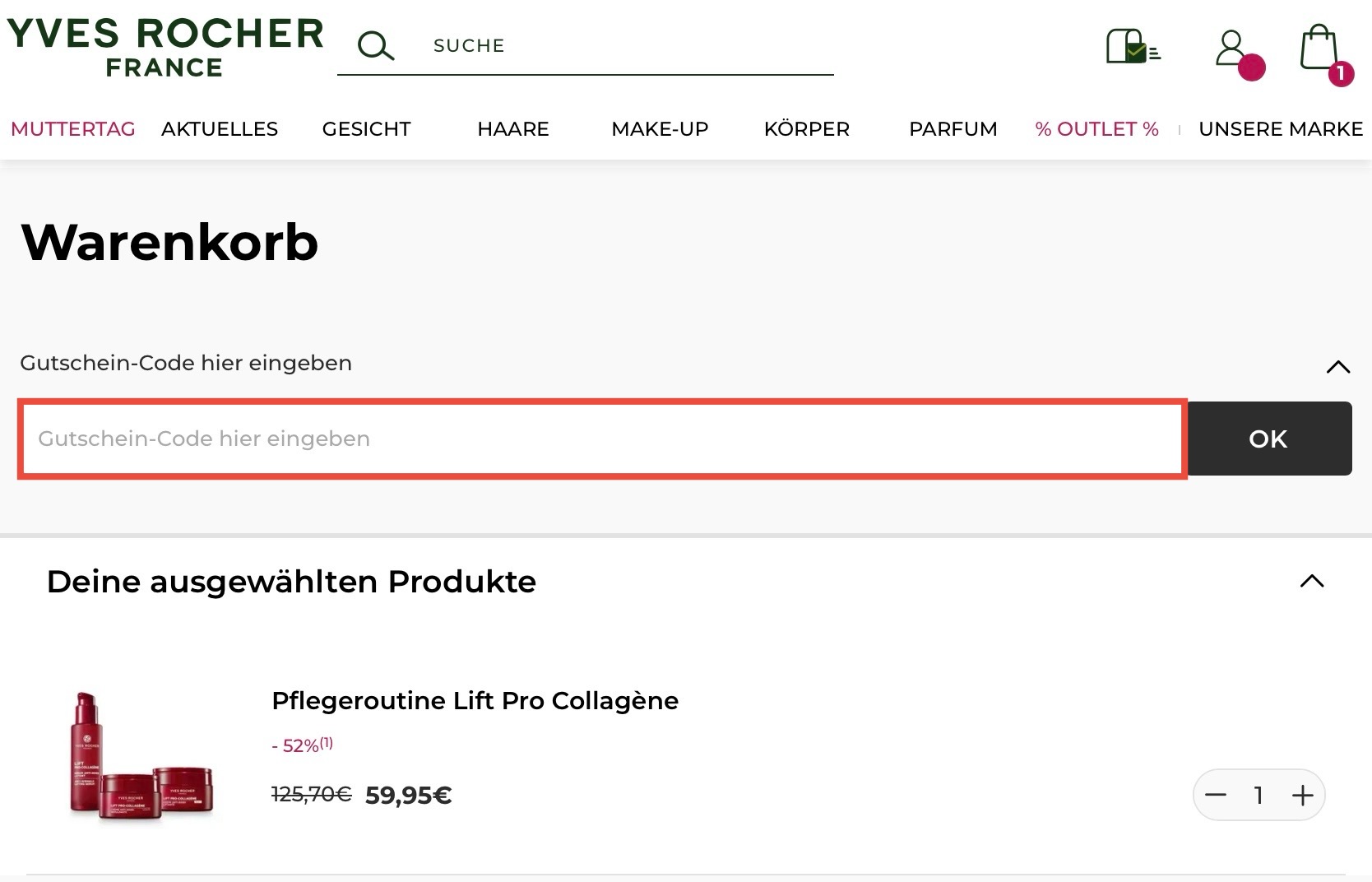 Yves Rocher Gutscheincode einlösen