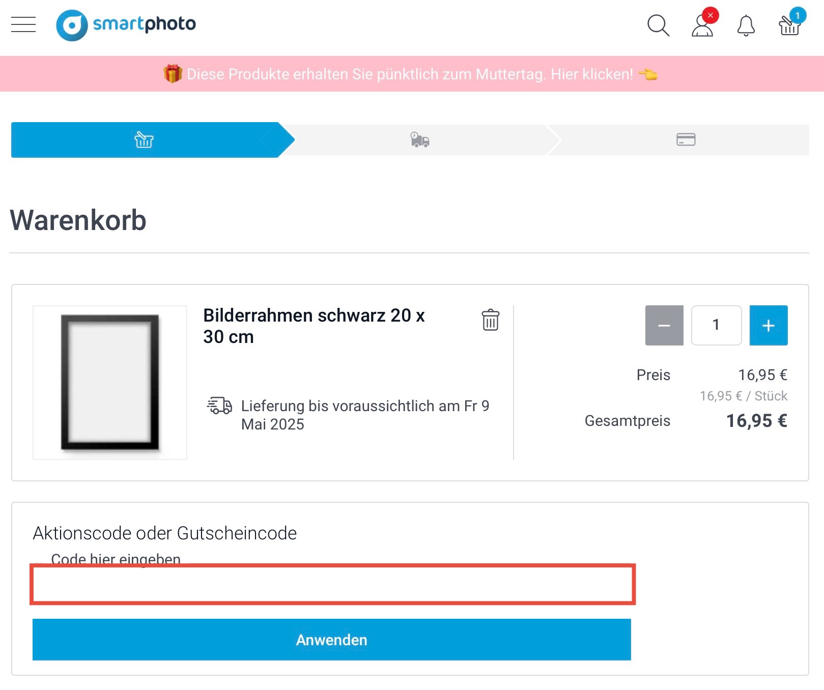 Smartphoto Gutscheincode einlösen