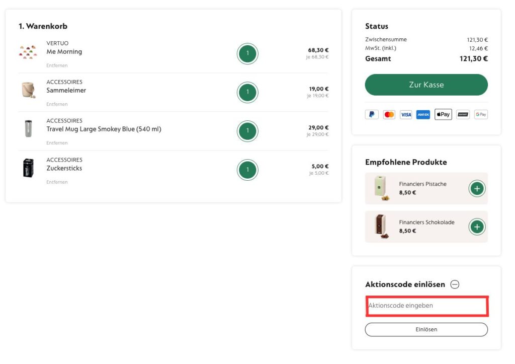 Nespresso Aktionscode einlösen