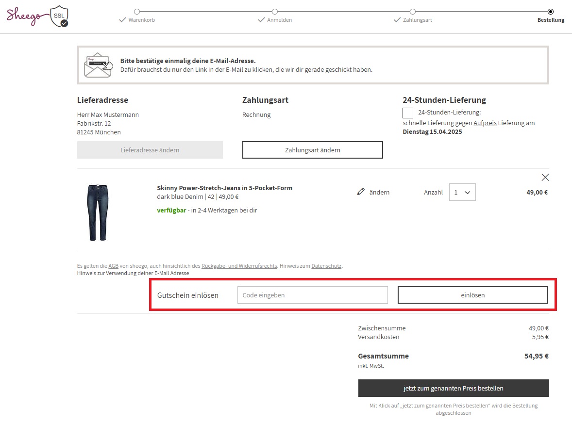 Sheego Code einlösen