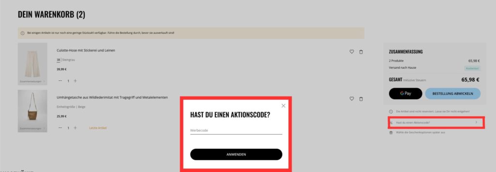 Stradivarius Aktionscode einlösen