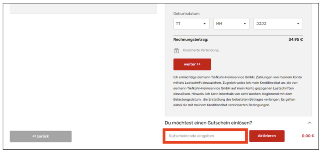 eismann Gutscheincode eingeben