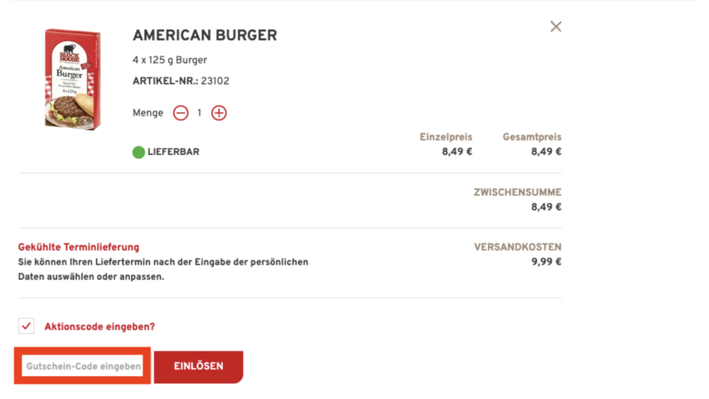 BLOCK HOUSE Gutscheincode eingeben
