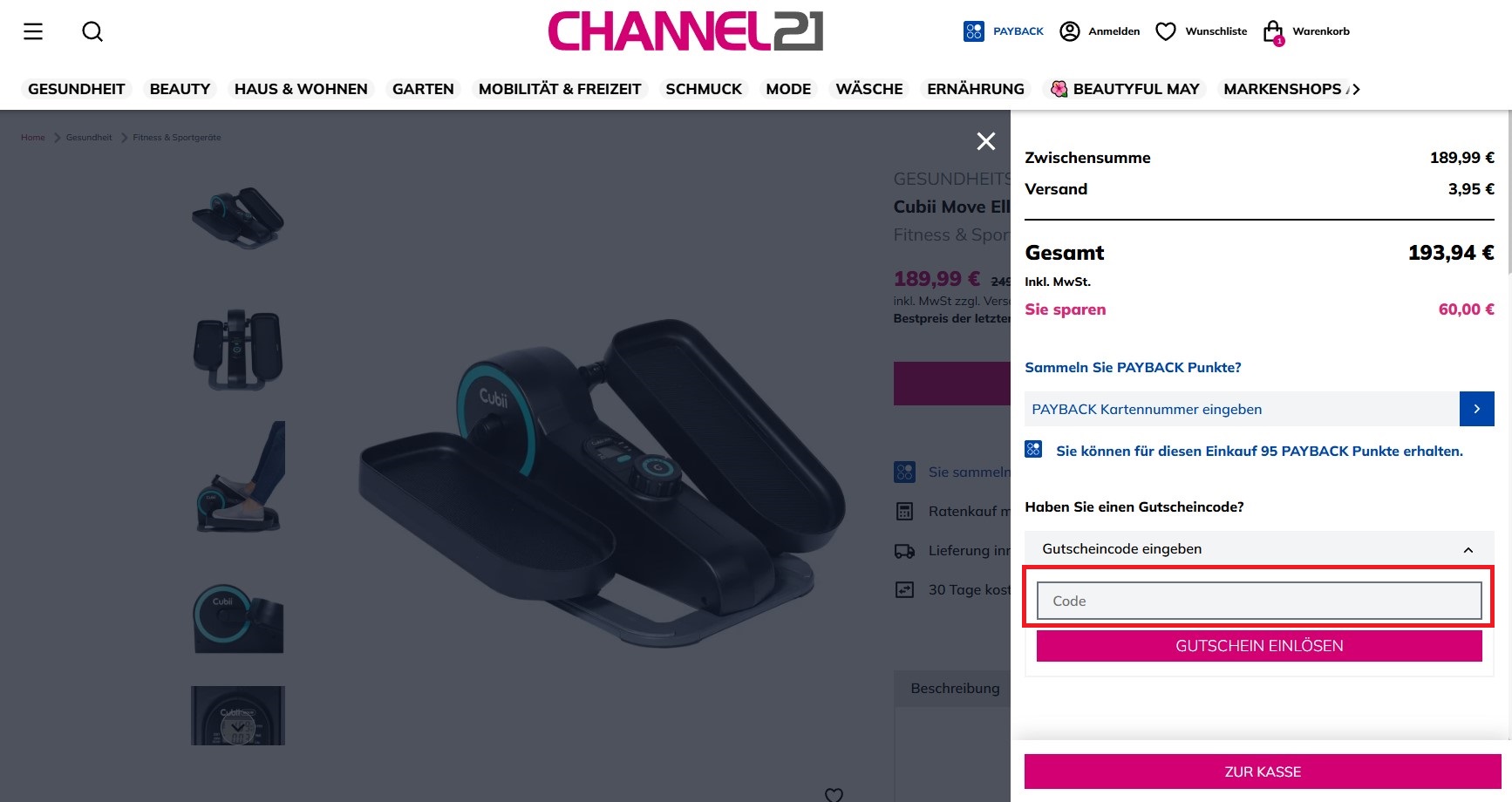 Channel21 Gutscheincode einloesen