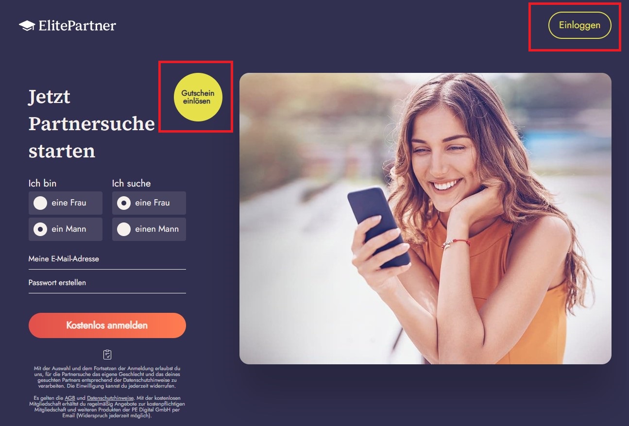 ElitePartner Gutscheincode einloesen