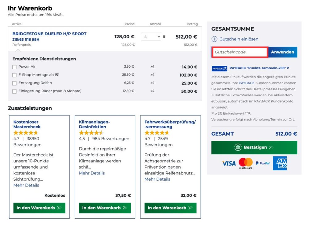 Euromaster Gutscheincode einloesen