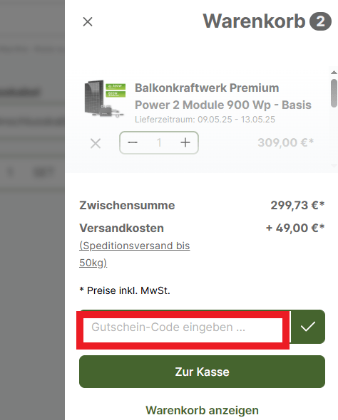 Gutscheincode Greenakku einlösen