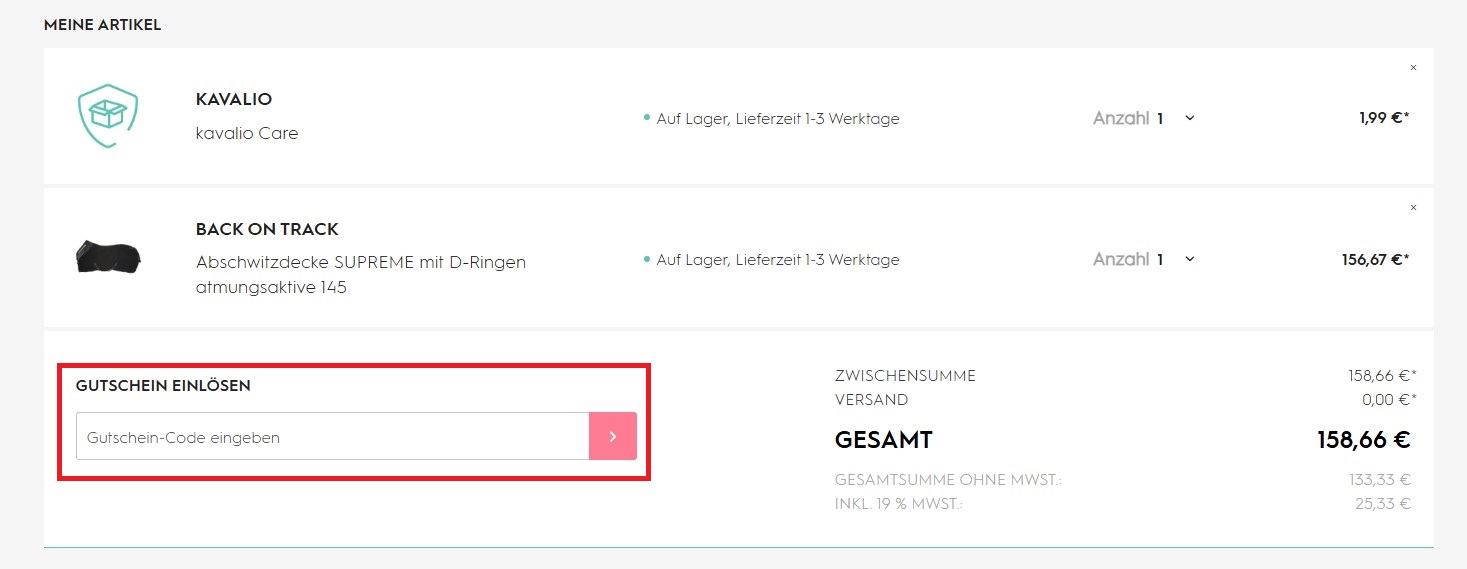 Kavalio Gutschein-Code einloesen