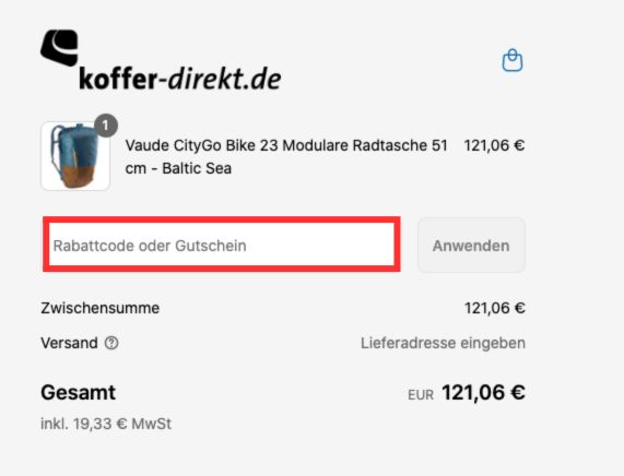 Koffer Direkt Rabattcode einloesen
