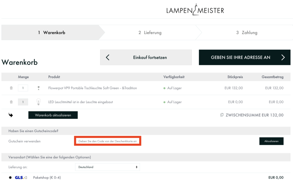 Lampenmeister Gutschein verwenden