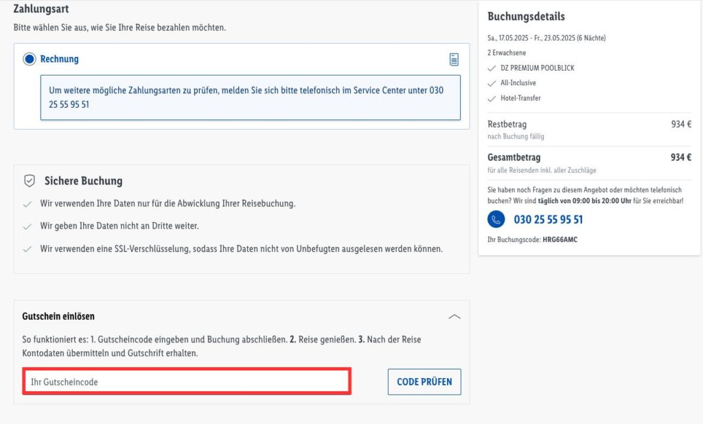 Lidl Reisen Gutscheincode anwenden