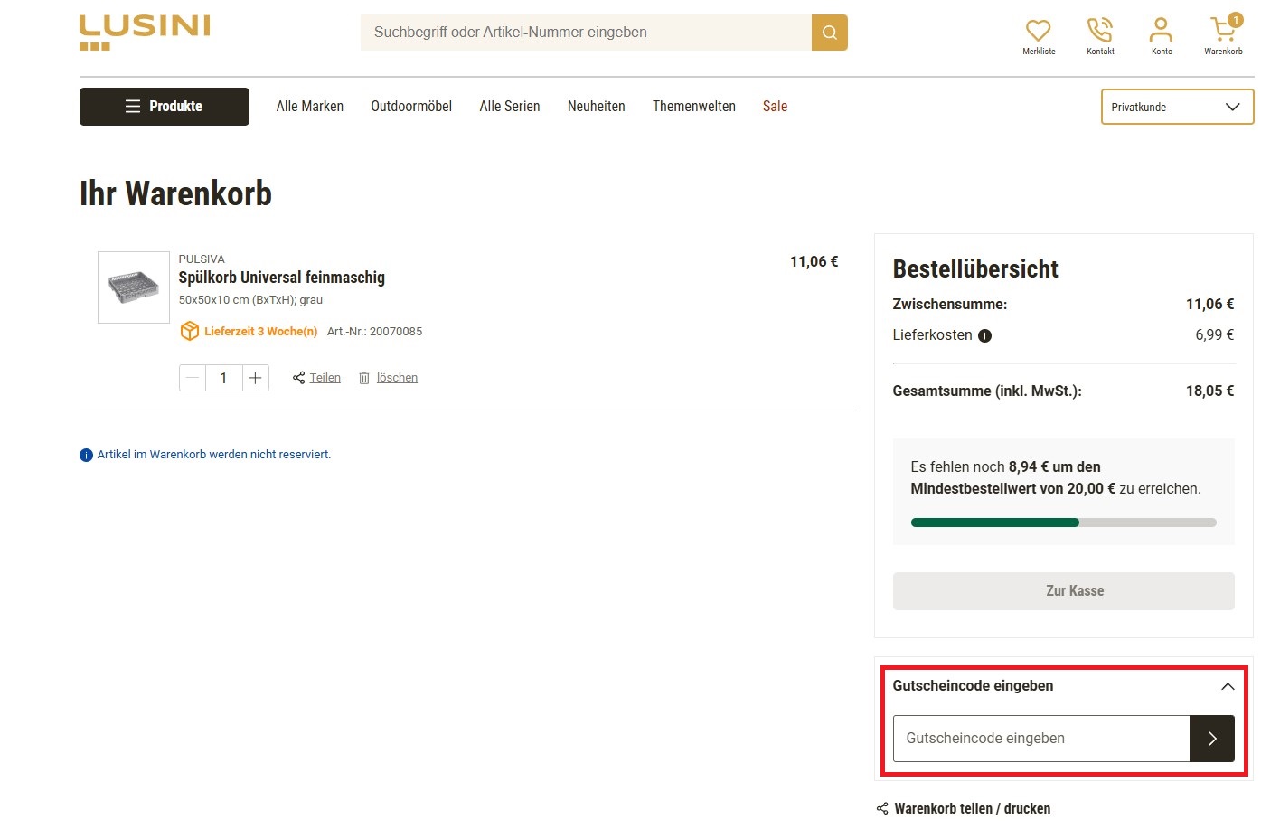 Lusini Gutscheincode einloesen