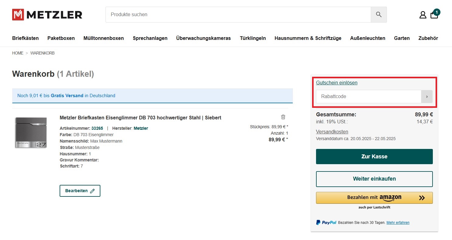 Metzler Rabattcode einloesen
