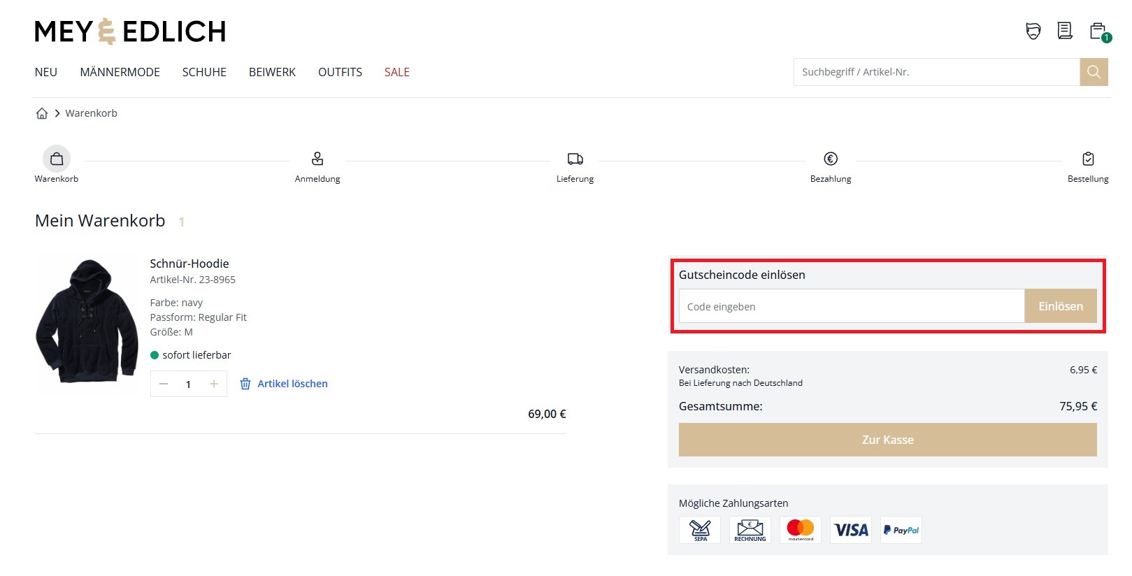 Mey und Edlich Gutscheincode einloesen